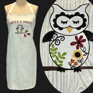 Life’s A Hoot owl on a branch full apron kitchen art studio cooking baking craft